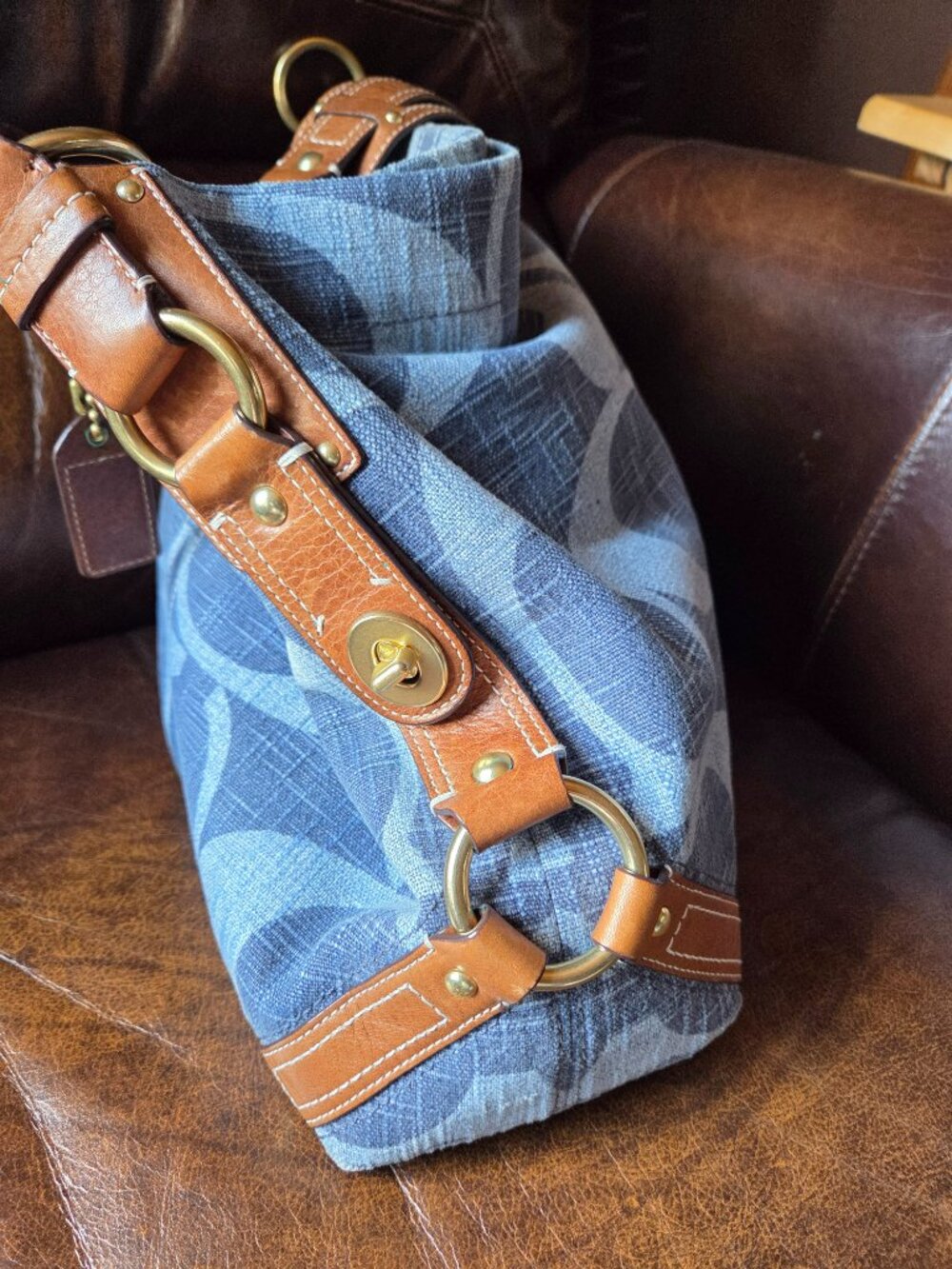 RARE Coach 10795 vintage y2k denim Carley Carly tonal blue hobo bag - Picture 5 of 15